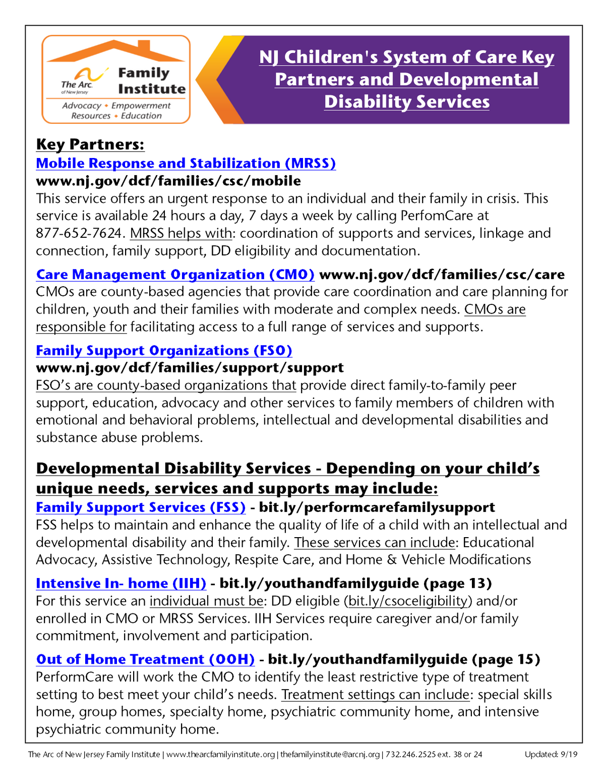 Fact Sheets Resources The Arc of New Jersey Family Institute