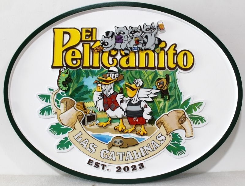 Q25051A - Carved Sign for "El Pelicanito"