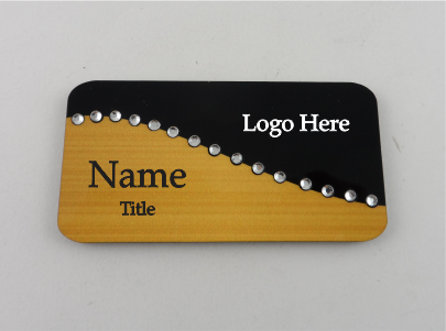 Two Tone Swirl Bling Name Badge