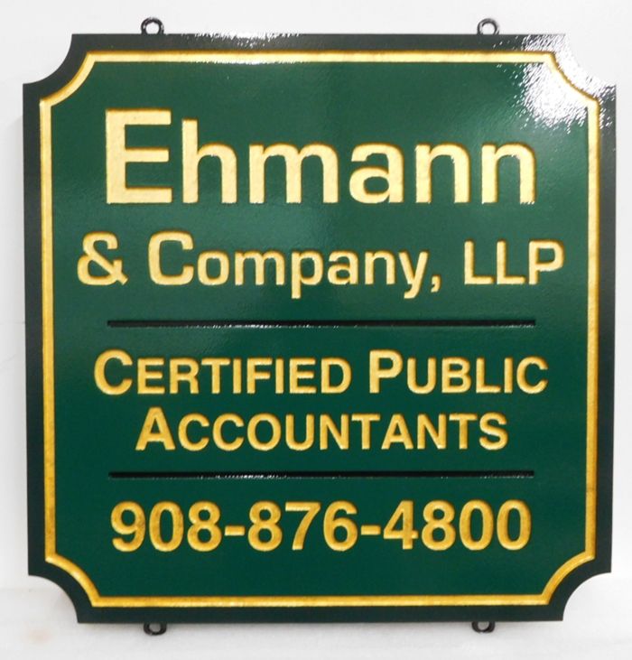 C12064- Carved Certified Public Accountant Hanging Sign, 2.5-D Engraved