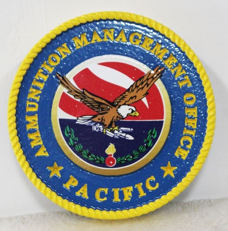 MP-1388 Carved 2.5-D Raised Relief HDU Plaque of the Insignia  of the Acquisition Management Office - Pacific, US Army
