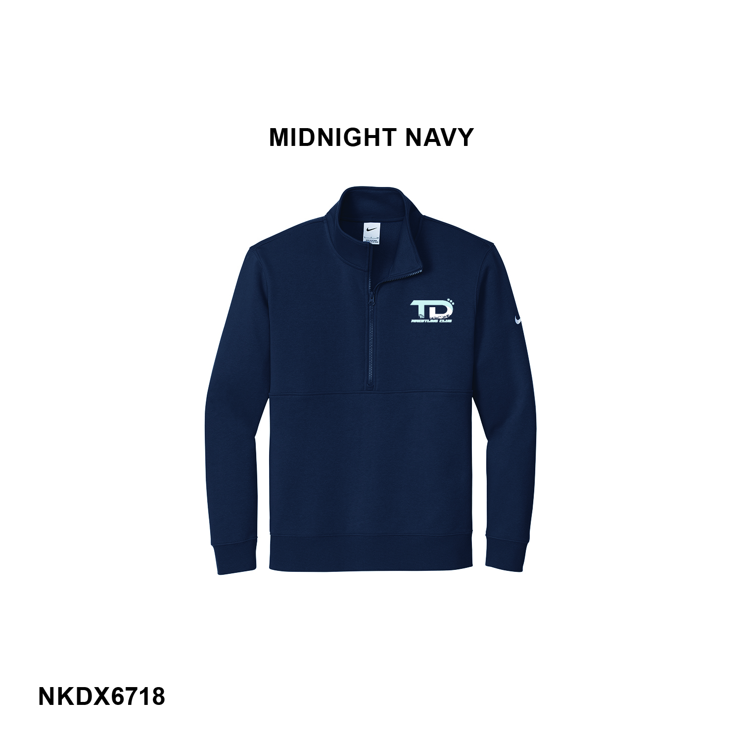 TD WRESTLING CLUB LOGO - Nike Club Fleece Sleeve Swoosh 1/2-Zip