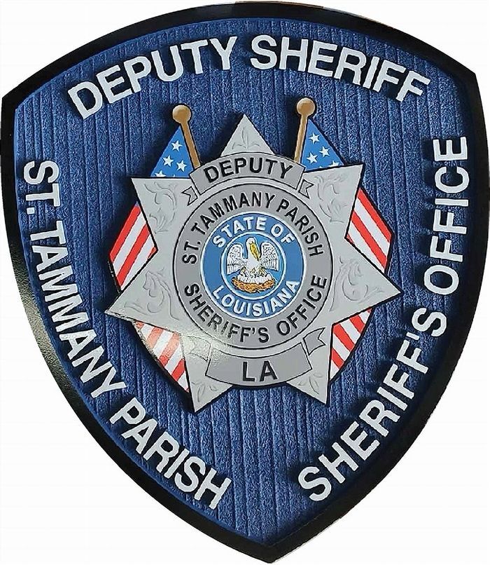 PP-2479 - Carved 2.5-D Multi-Level Plaque of the Shoulder Patch ofa Deputy Sheriff, St.Tammany Parish, the State of Louisiana
