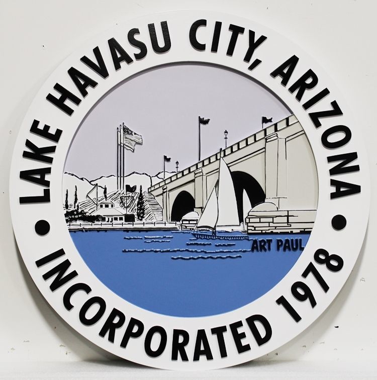 CB5252 - Lake Havasu City Seal , Multi-level Raised and Outline Relief