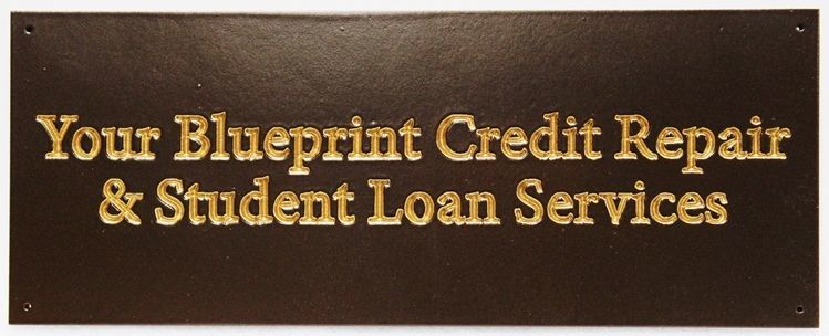 C12245 - Carved and Engraved Stained Cedar Sign for  "Your Blueprint Credit Repair & Student Loan Service" , with 24K Gold-Leafed Text