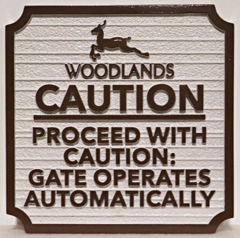 KA20724A - Carved and Sandblasted HDU Caution Sign for "Woodlands" with Deer Artwork