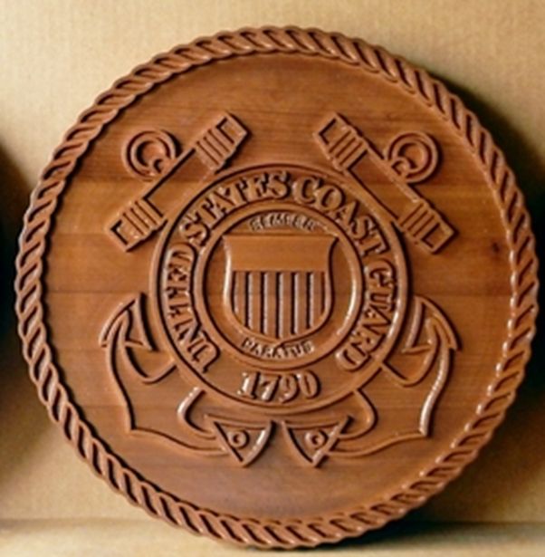 WM1140 - Seal of the US Coast Guard, 2.5-D Stained Mahogany