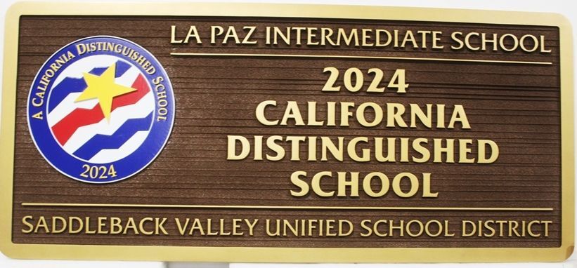 TP-1317 - Carved 2.5-D Multi-Level and Sandblasted Plaque Honoring La Paz Intermediate School as a "California Distinguished School" of 2024