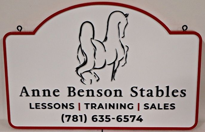 P25014A - Carved HDU Sign for "Anne Benson Stables"