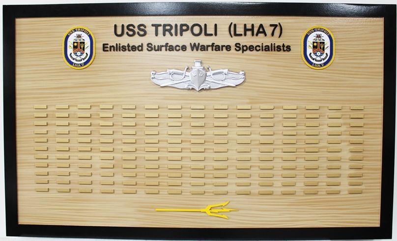 SA1562- Carved High- Density-PolyUrethane Enlisted Surface Warfare Specialists  Board  for the US Navy  Ship USS Tripoli 