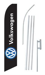 Volkswagen Black Swooper/Feather Flag + Pole + Ground Spike