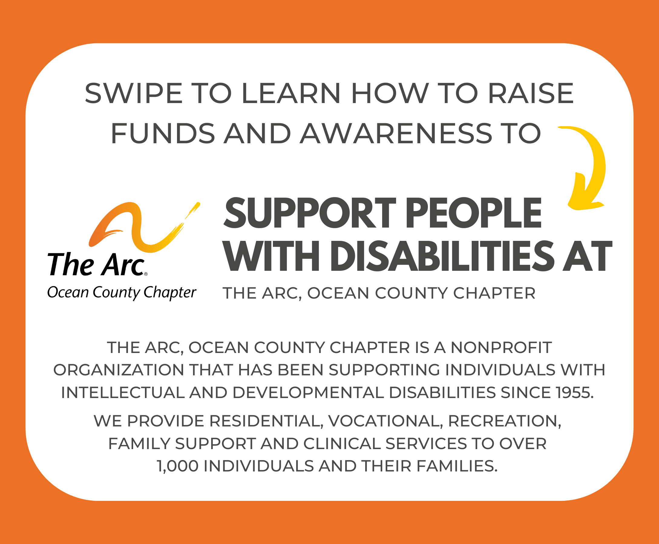 Swipe to learn how to raise funds and awareness to support people with disabilities 