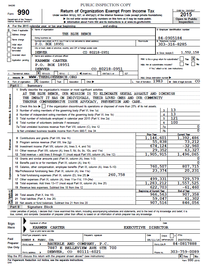 IRS Form 990 - 2015