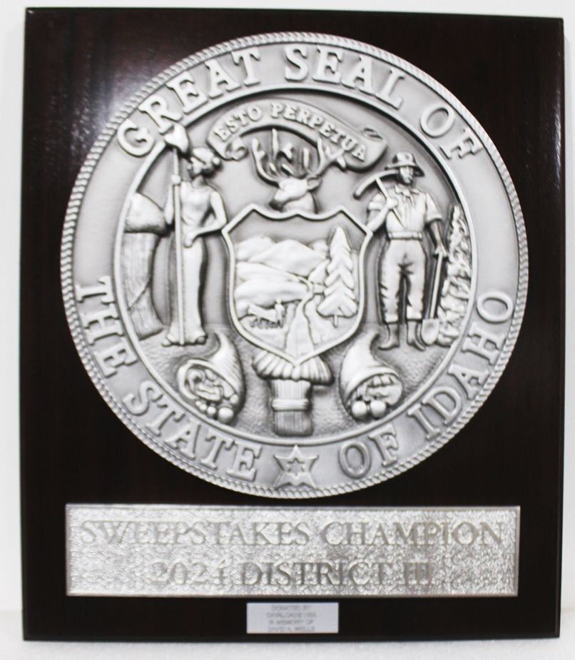 BP-1208 - Carved Wall Plaque of the Great Seal of the State of Idaho