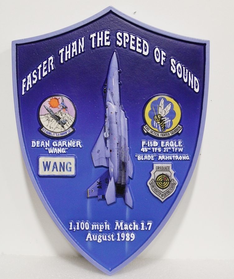LP-9076 - Carved Award Plaque for "Faster than the Speed of Sound"  US Air Force