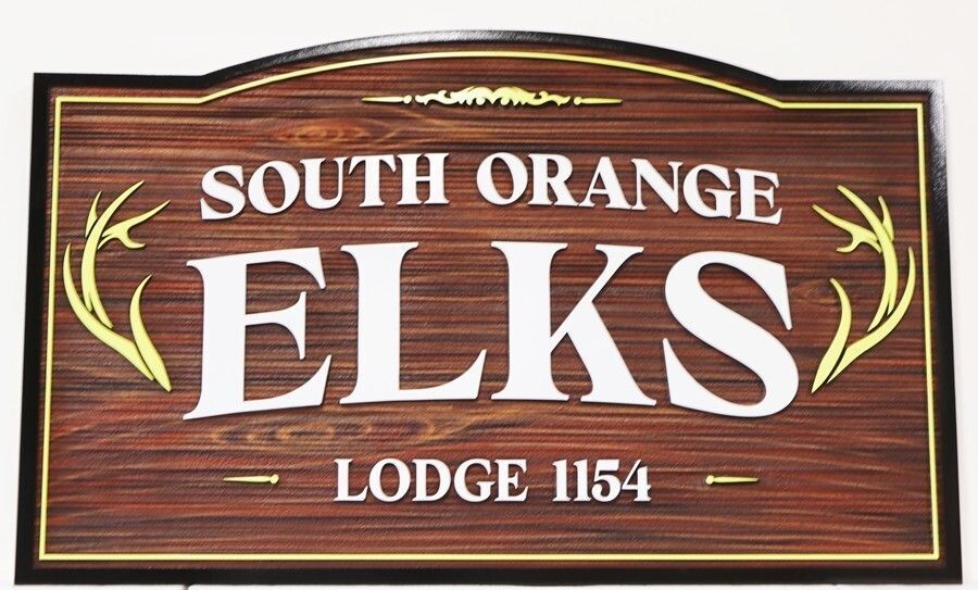 UP-2063 - Carved 2.5-D Multi-level Artist-painted Entrance Sign for the South  Elks Lodge #1154