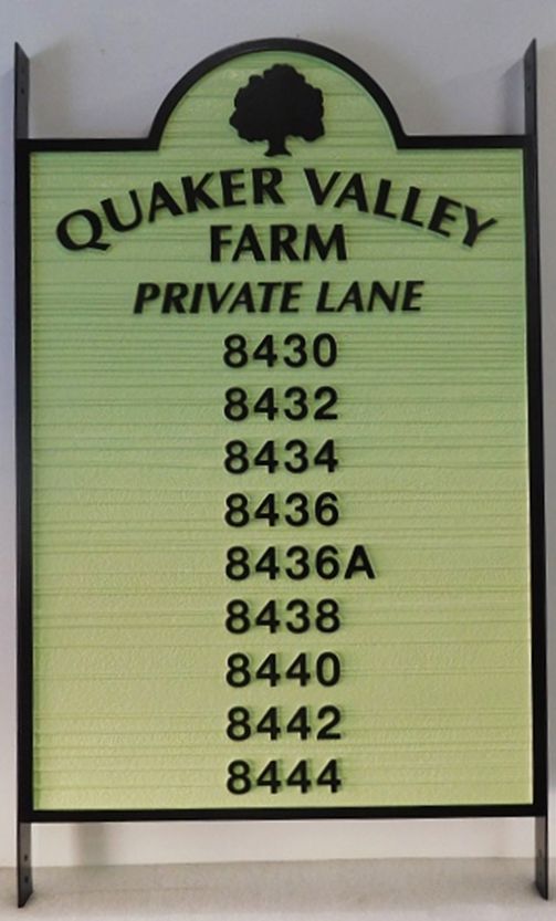 KA20846- Custom Unit Number Address Sign for a Residential Community,  with Tree as Logo