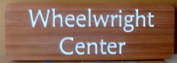 SA28057 - Stained Mahogany Wooden Sign with Engraved Text  "Wheelwright Center".