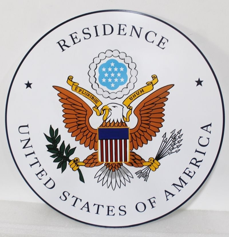 AP-3789 - Carved 3-D Plaque of the Seal of a Residence for a US Embassy 