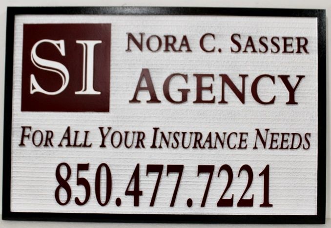 C12523 - Carved and Sandblasted Sign for "Nora C. Sasser Insurance Agency"