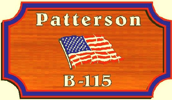 I18936 - Redwood  Engraved Sign with US Flag 