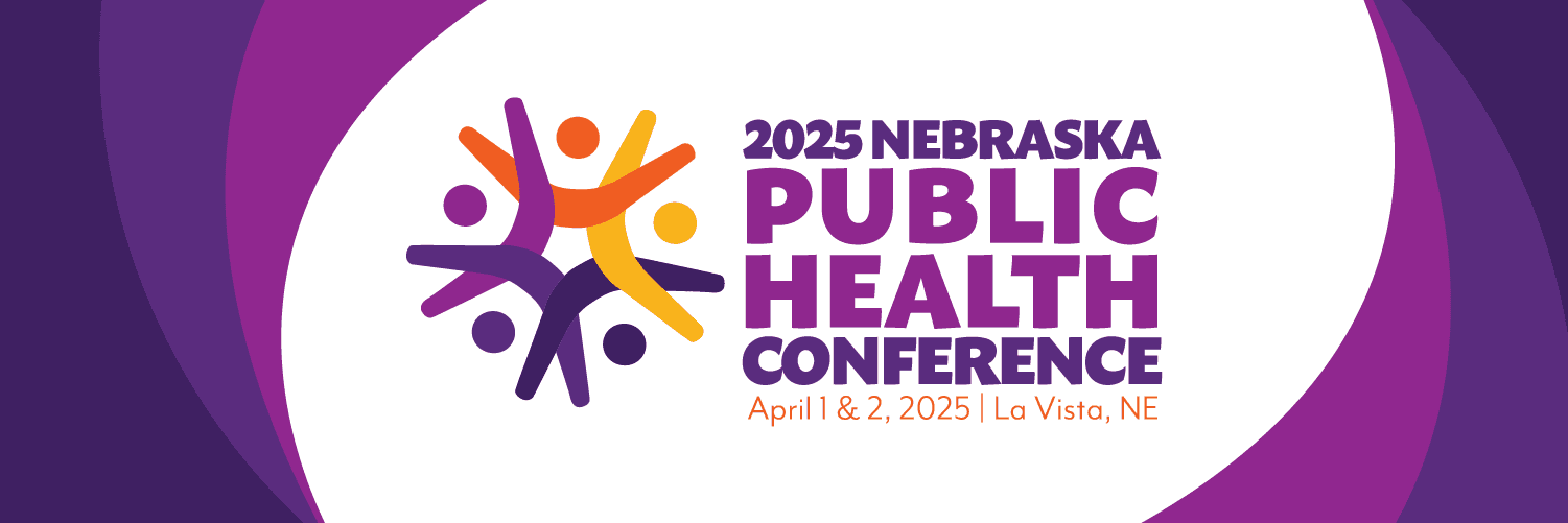 graphic banner showing bright purples and the logo for the 2025 Nebraska Public Health Conference