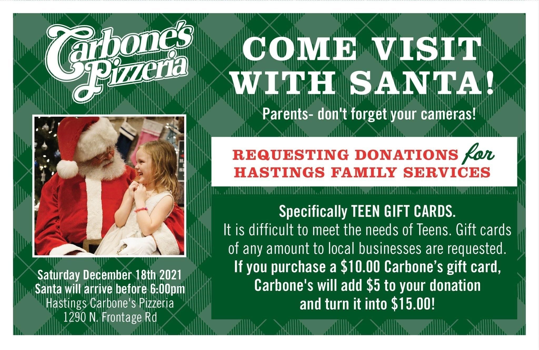 Visit Santa at Carbone's