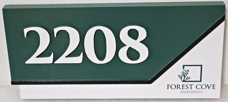 KA20840A - Carved and Sandblasted Number Sign for Forest Cove Apartments