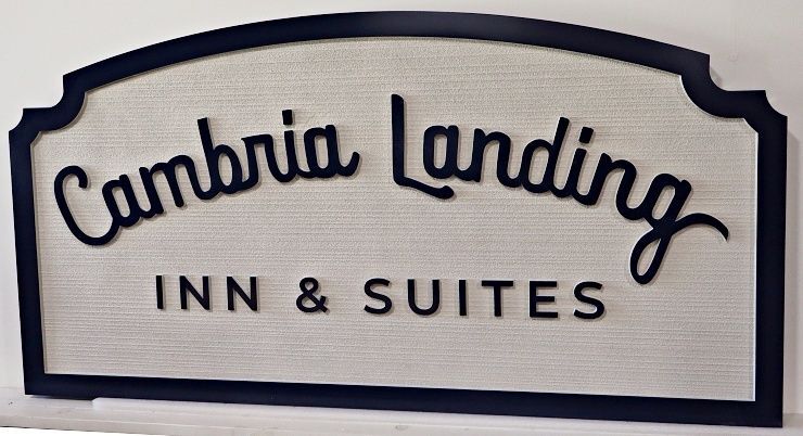 T29028A - Carved and Sandblasted HDU Sign for "Cambria Landing Inn & Suites"