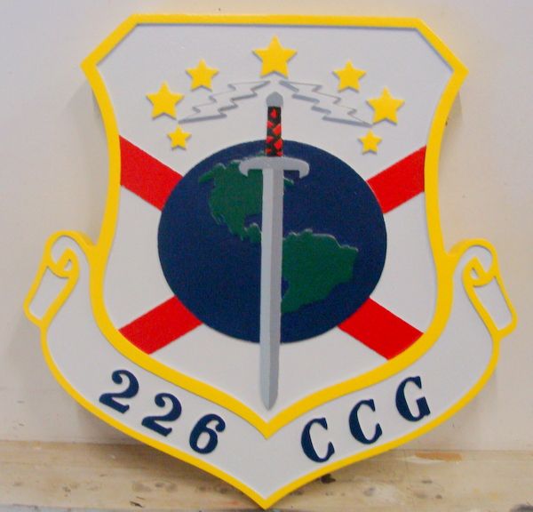 V31592 - Carved 2.5-D HDU Shield and Crest for the Crest of the Air Force 226 CG Unit