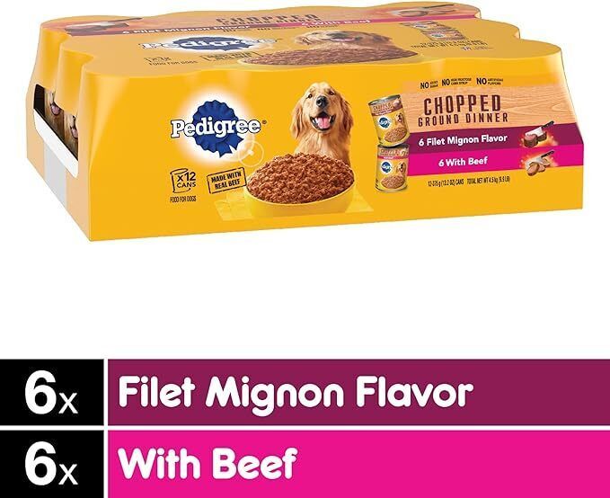 Pedigree Chopped Ground Dinner Adult Canned Soft Wet Dog Food Variety Pack
