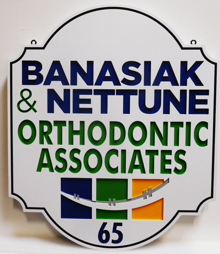 BA11540 - Engraved HDU Sign for the Office of "Banasiak & Nettune Orthodontic Associates" 