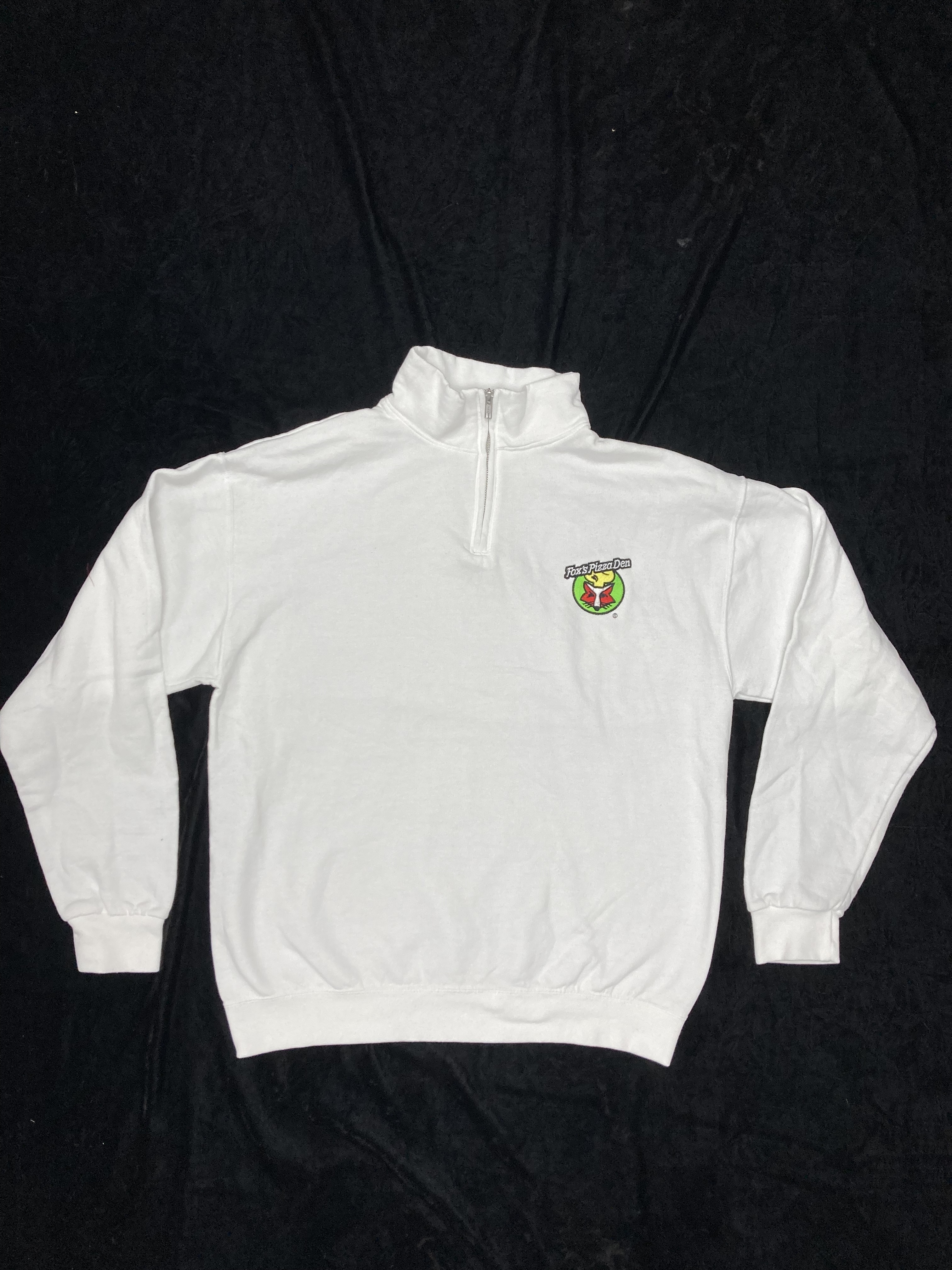 SALE Fox's Logo - Large White Cotton Quarter-Zip