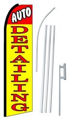 Auto Detailing Red & Yellow Swooper/Feather Flag + Pole + Ground Spike