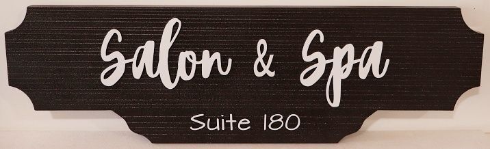 SA28422 - Carved and Sandblasted HDU Sign for "Salon & Spa" with Suite Number
