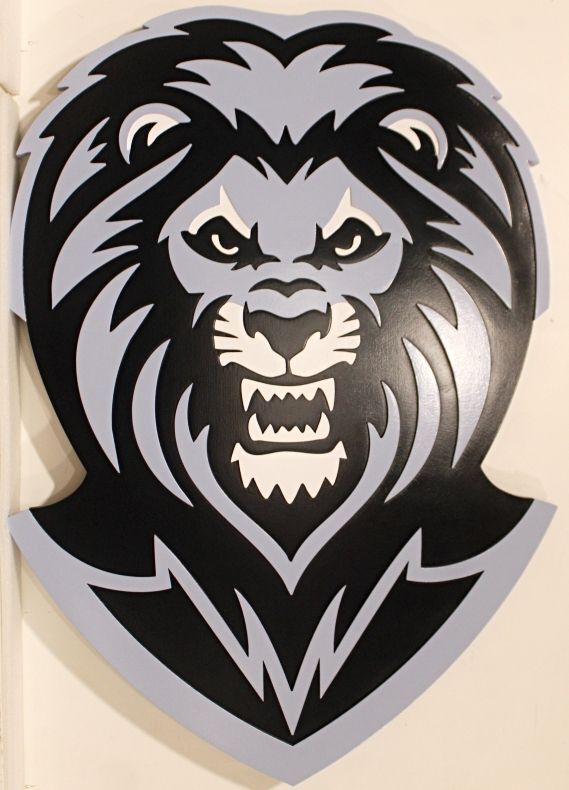 TP-1425 - Custom Lion Head Emblem Plaque in Painted HDU