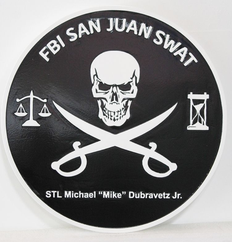AP-2470 - Carved 2.5-D Relief Plaque of the Seal of the FBI San Juan SWAT Team