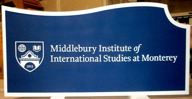 FA15563 - Carved and Sandblasted Entrance Sign for Middlebury Institute of International Studies, 2.5-D  