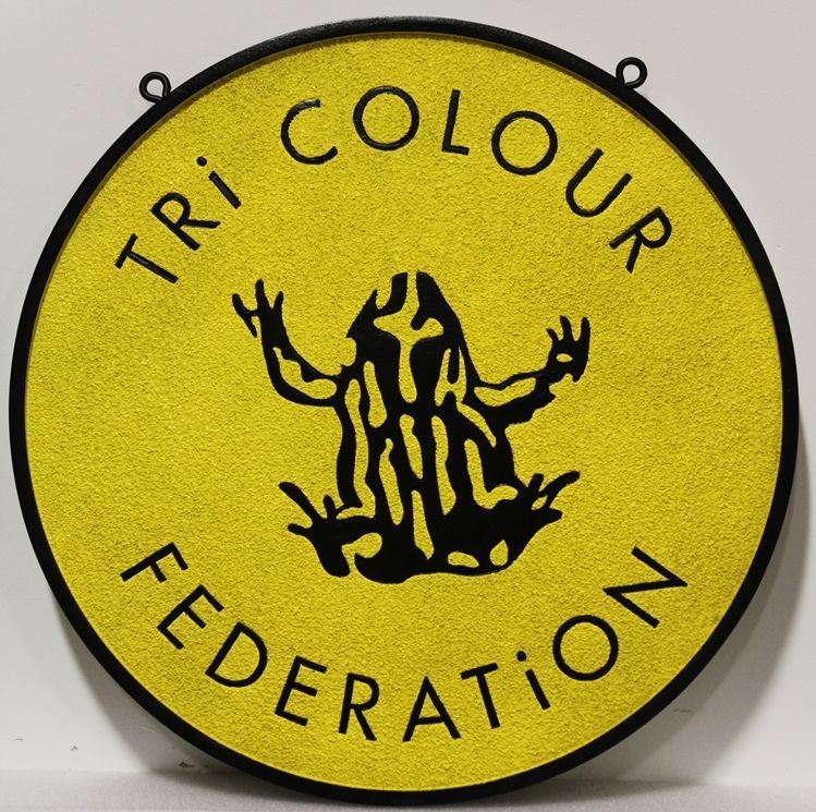 VP-1504 - Carved 2.5-D Multi-Level Relief HDU Plaque of the Logo of Tri Colour Federation