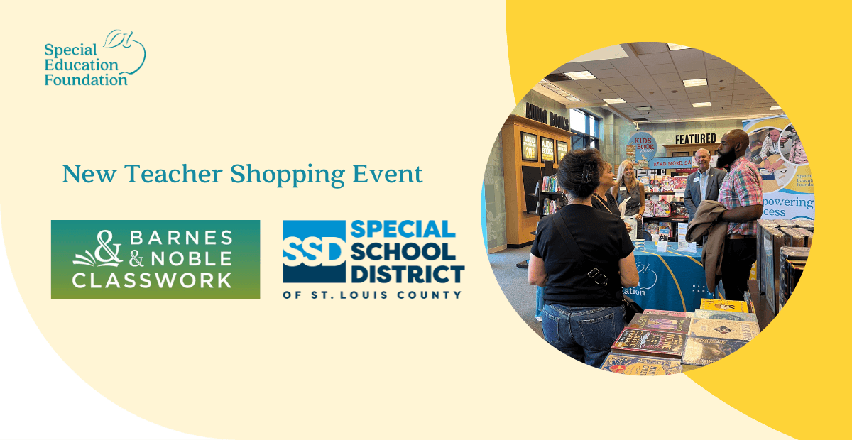 Barnes & Noble Classwork and Special School District logos with people in a bookstore
