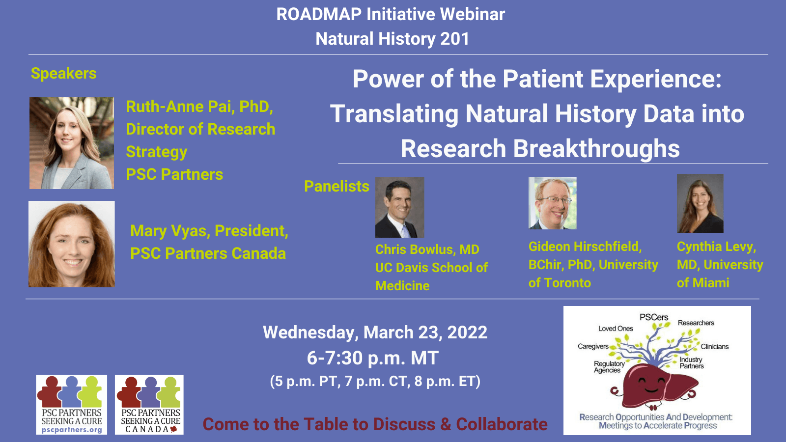 ROADMAP Natural History 201 - Power of the Patient Experience: Translating Natural History Data into Research Breakthroughs