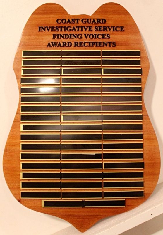 SA1251 - Carved Coast Guard Investigative Service "Finding Voices" Award Recognition Plaque