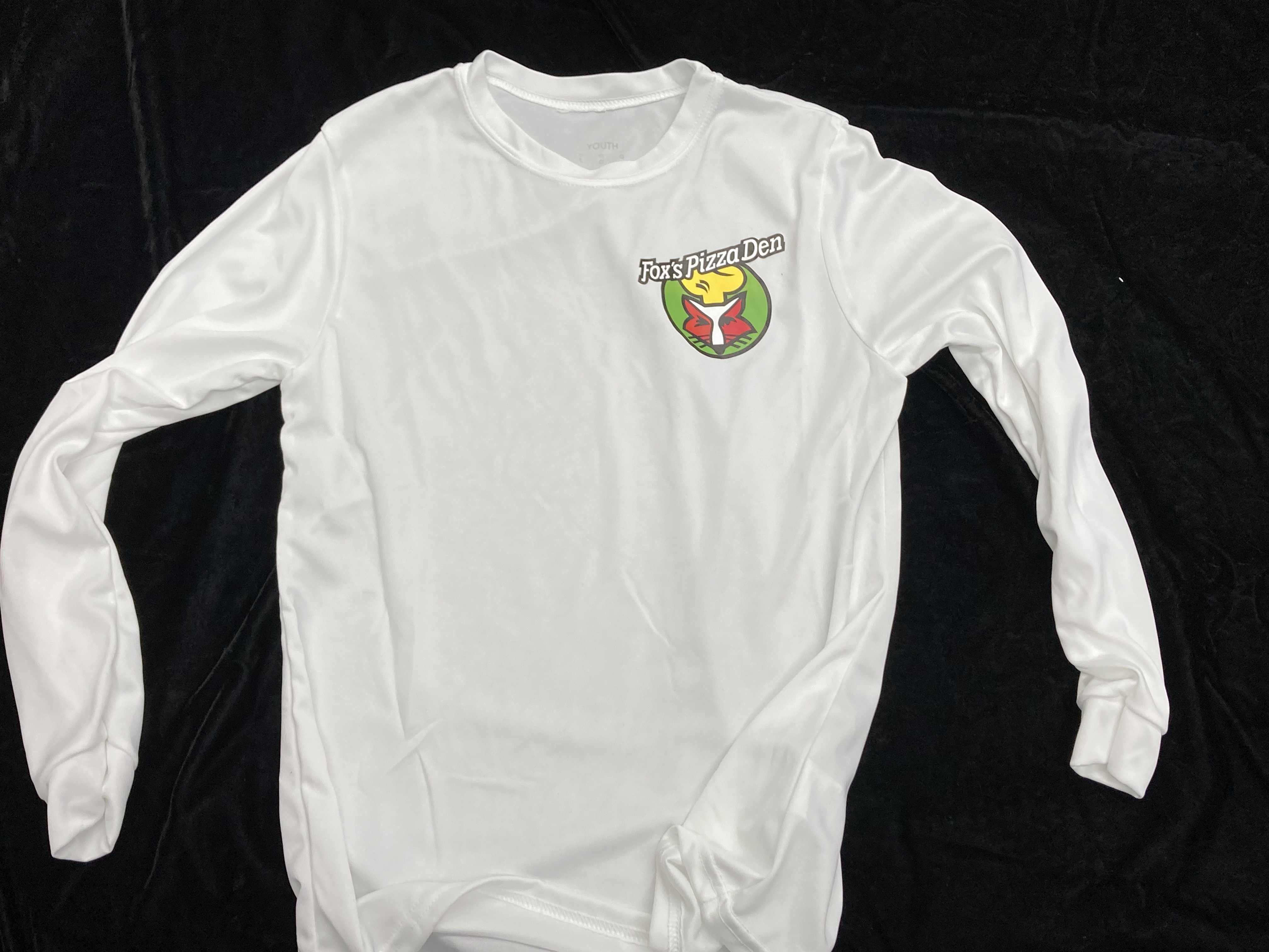 SALE Fox's Logo - YOUTH LARGE White Moisture Wicking Long Sleeve