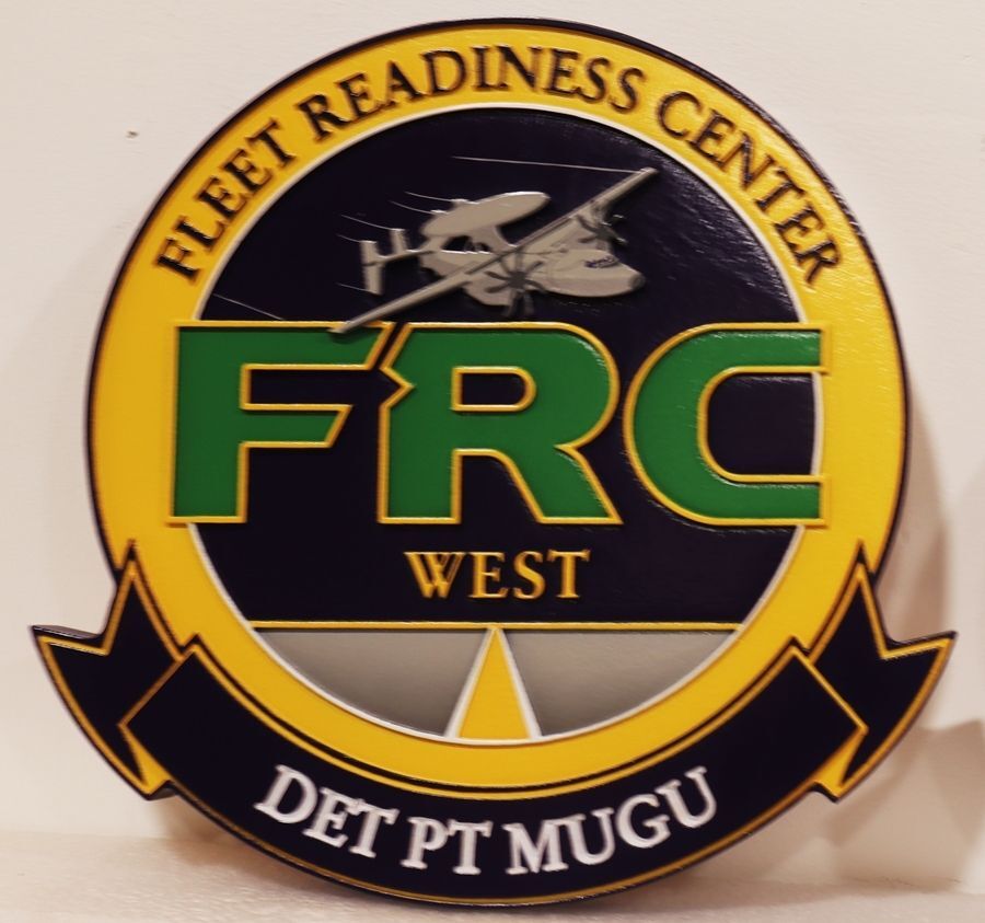 JP-1272A - Carved 2.5-D Multi-Leve; Artist-Painted Plaque of the Seal for the US Navy's  Fleet Readiness Center (FRC) West, Det. Pt. Mugu  