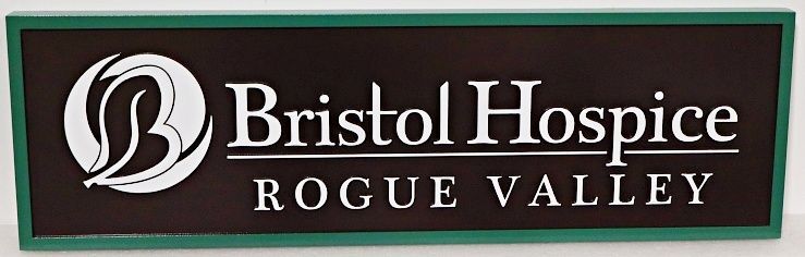 B11030A - Carved HDU Sign for "Bristol Hospice Rogue Valley" with Logo