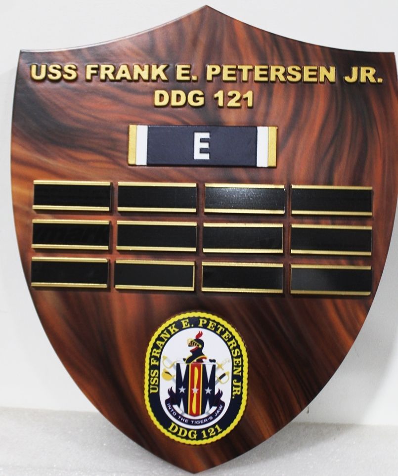 JP-1362 - Carved Wood Award Photo Board for USS Frank E. Peterson Jr, DDG 121