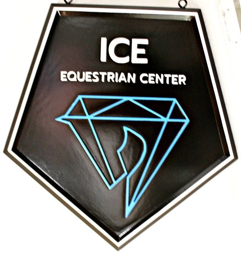 P25109 - Carved HDU Sign for "ICE Equestrian Center"