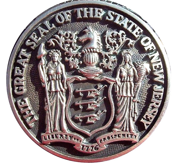 MD4070 - Great Seal of the State of New Jersey, Nickel-Silver 3-D with Dark Patina
