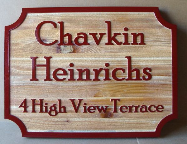 I18938 - Carved and Sandblasted  Cedar Wood Residence Address Sign