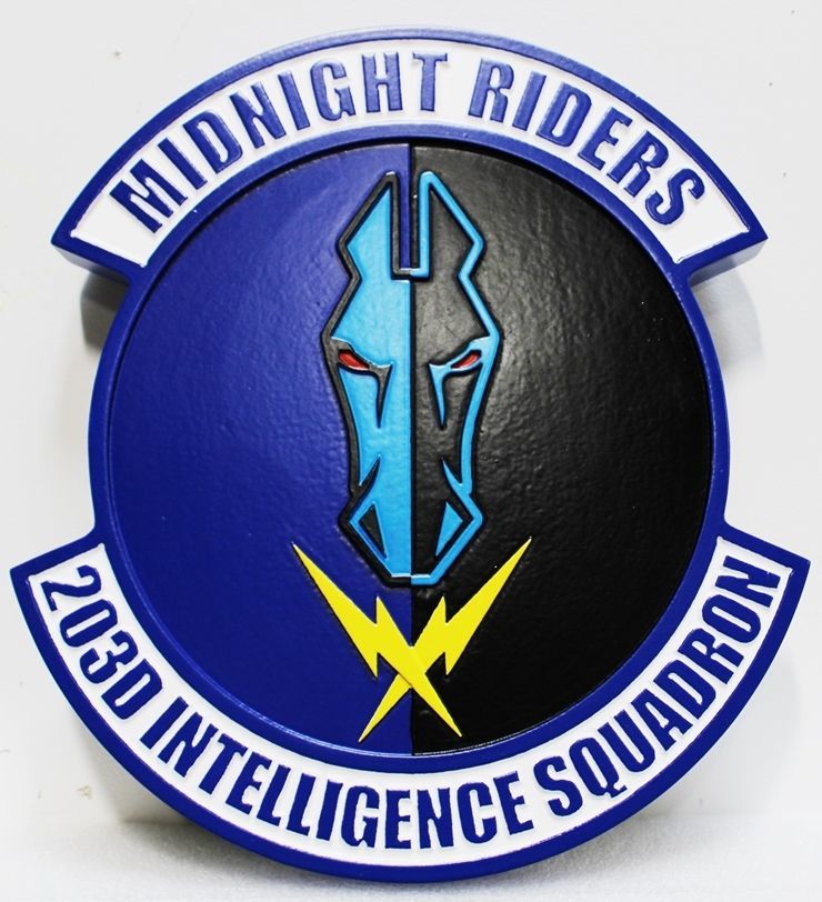 LP-4114 - Carved 2.5-D HDU Plaque of the Crest of the 203rd Intelligence Squadron,  US Air Force
